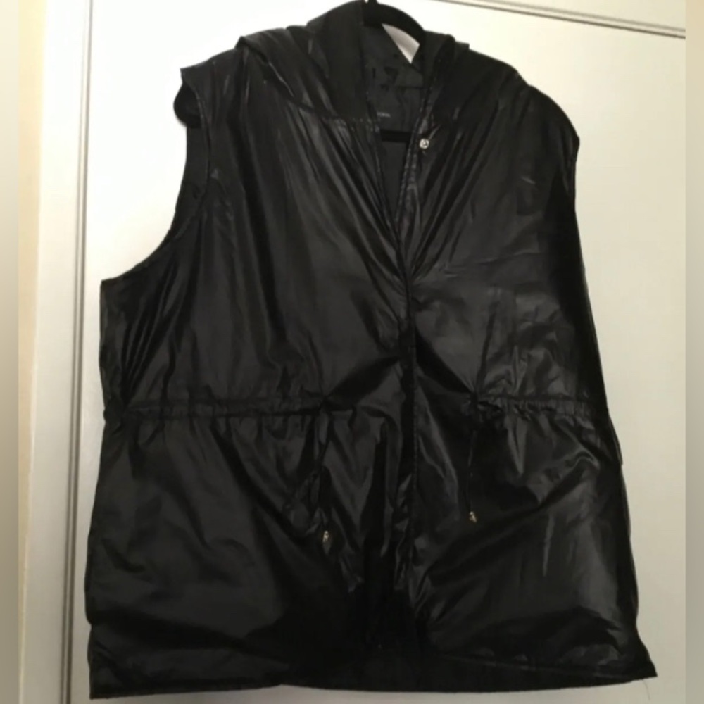 Black NWT Marc New York Sleeveless Puffy Vest with Hood, Sz XL